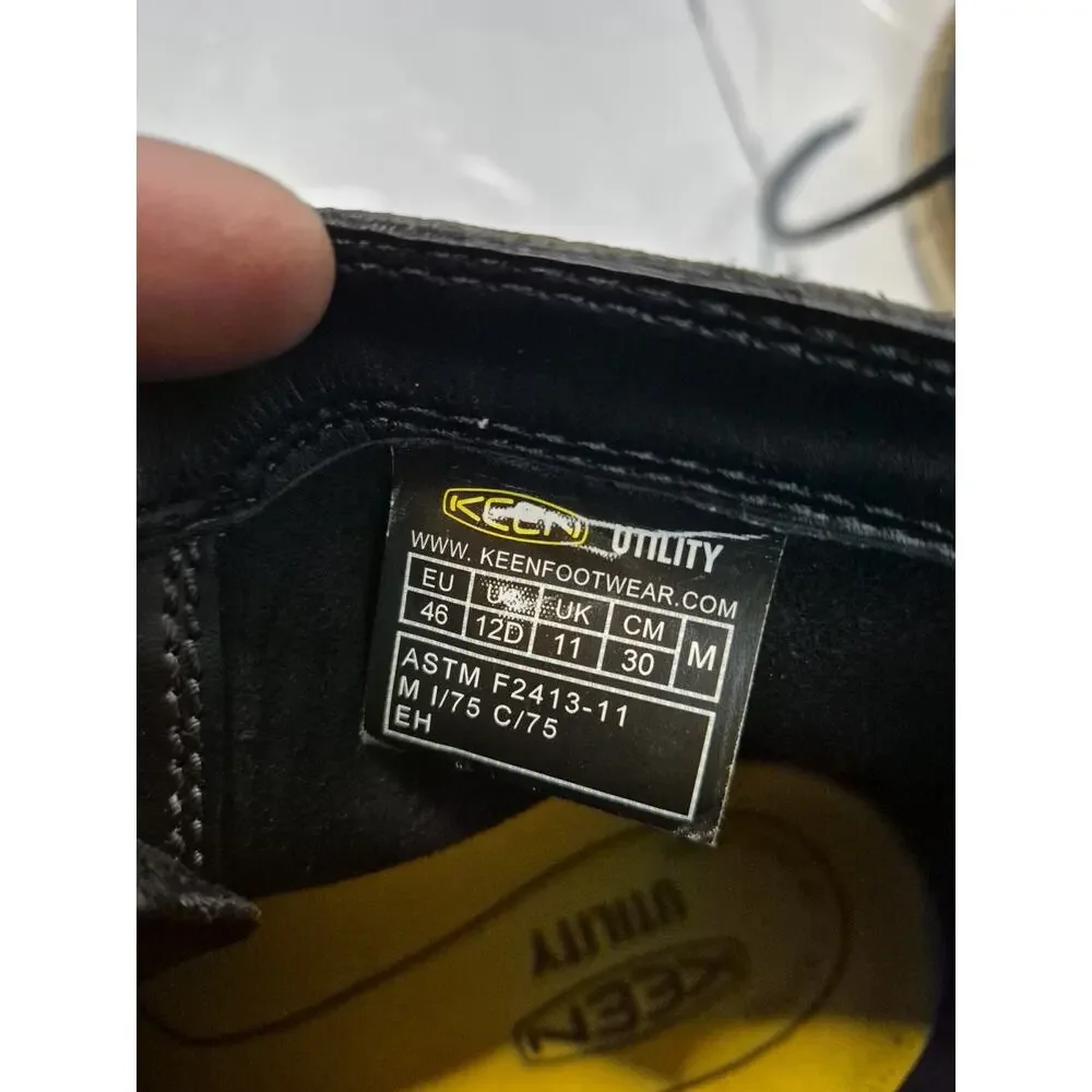 KEEN Men's Black Safety Toe Work Boots Boot Size 12D ASTM F2413-11 EH Clean